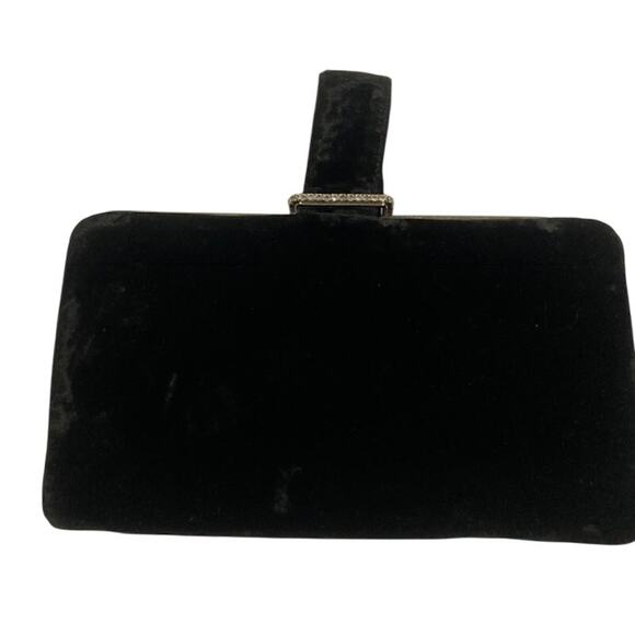 L&M VTG. Black Velvet Evening Clutch With Clasp Closure - Picture 2 of 7